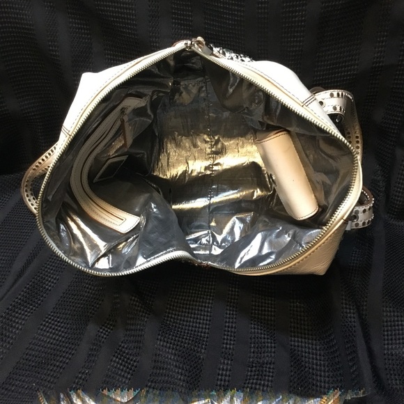 Gorgeous white Maxx leather purse w/ rhinestones! - Picture 6 of 8